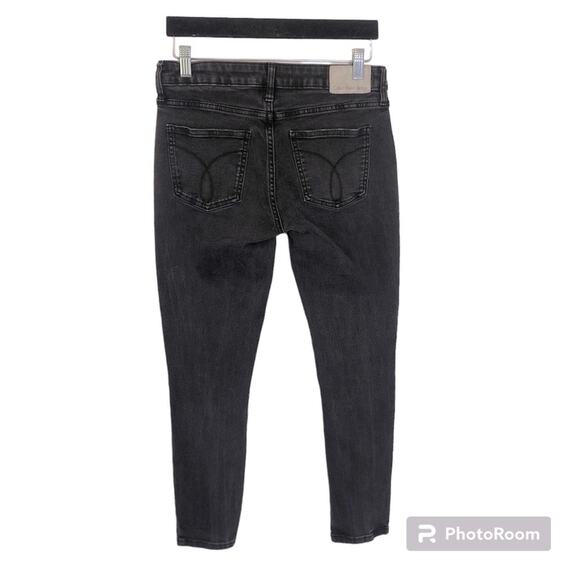 Calvin Klein Black Grunge Denim Women’s 28 Jeans Distressed Ankle Skinny Y2K - Picture 1 of 14